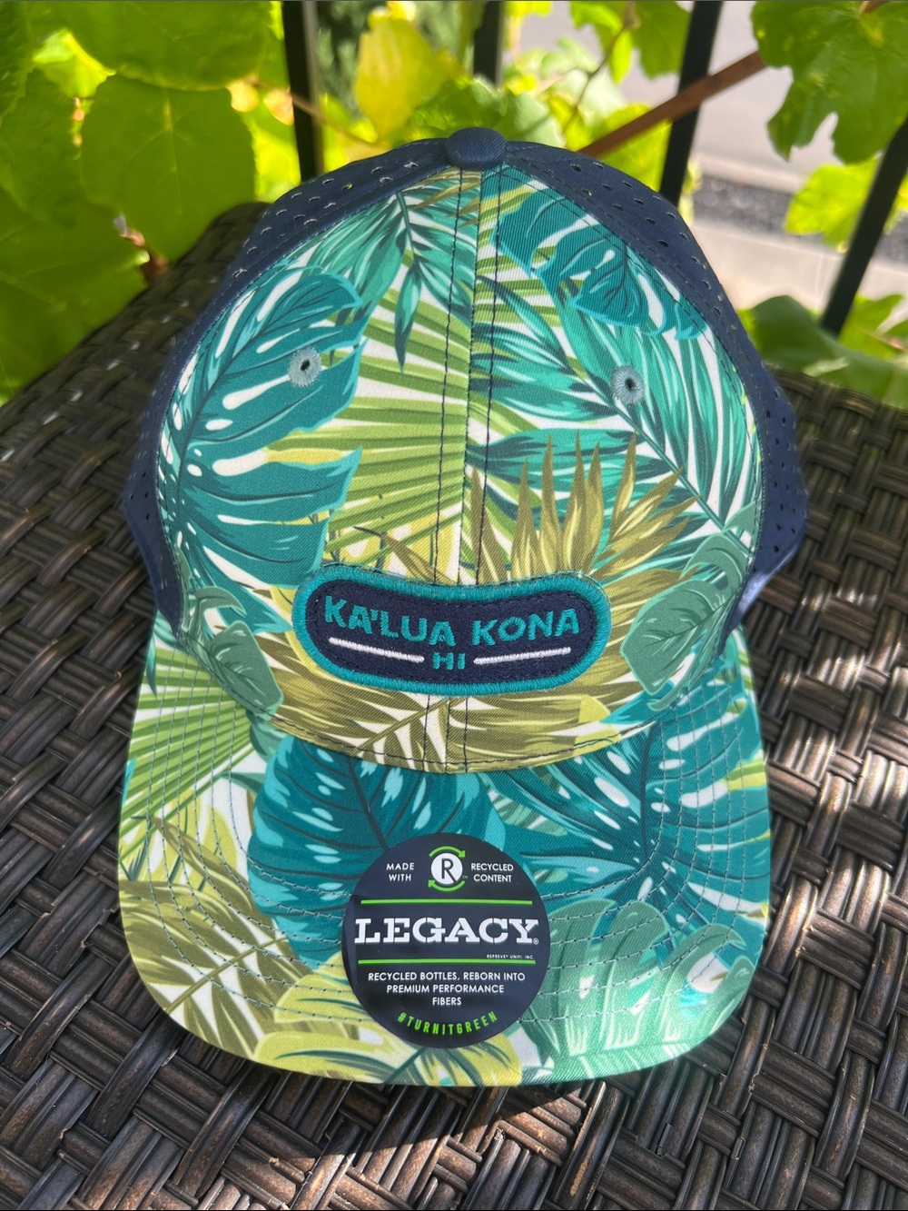 Legacy Hawaiian Tropical Leaf Snapback Hat - Teal & Green